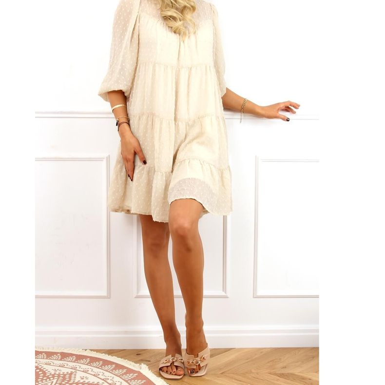 Chinelos bege com uma corrente decorativa 35-230 Beige 2