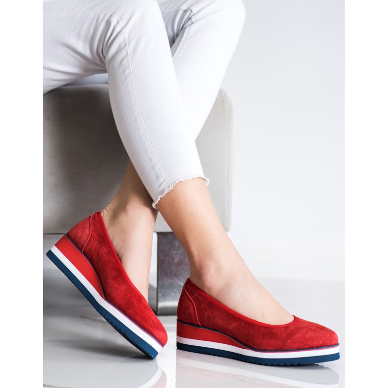 Filippo Bombas de cunha de couro vermelho 2