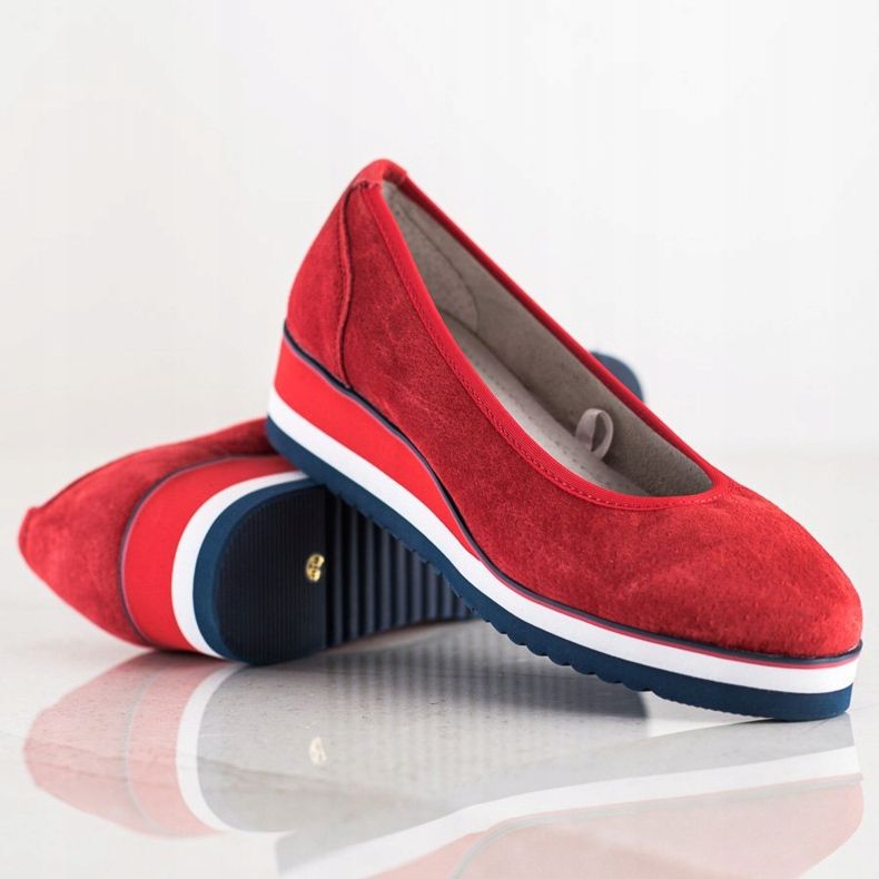 Filippo Bombas de cunha de couro vermelho 1