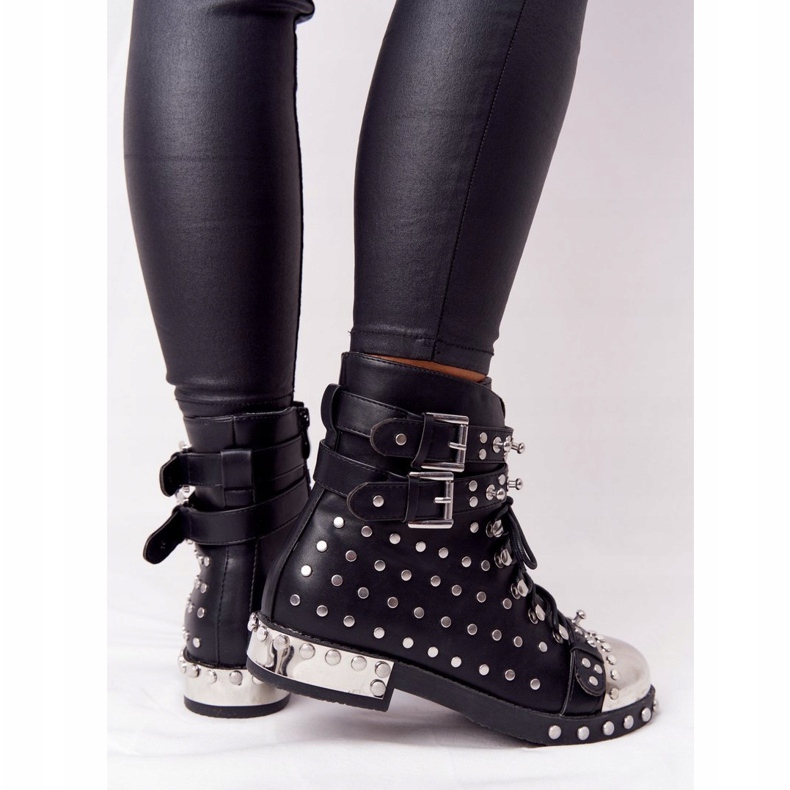 Botas quentes femininas trabalhadoras com strass Preto Lu Boo 1