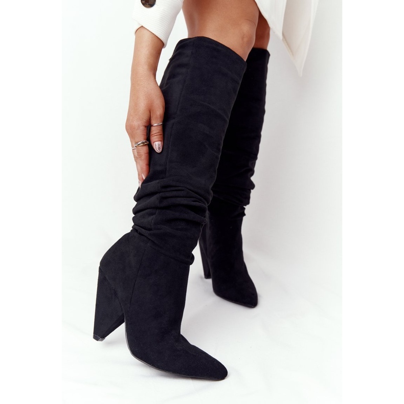 Botas Lu Boo feminino de camurça pretas preto 1