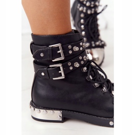 Botas quentes femininas trabalhadoras com strass Preto Lu Boo 1