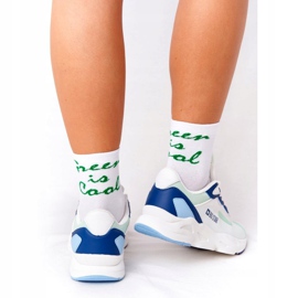 Sapatos esportivos femininos com espuma viscoelástica Big Star HH274810 branco azul verde 3 Sapatos esportivos femininos com espuma viscoelástica Big Star HH274810 branco azul verde 3