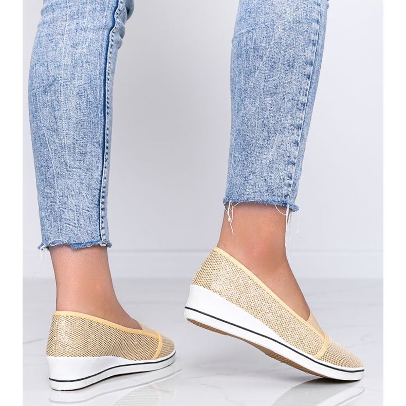 Bailarinas de ouro cintilante na cunha Glam Star dourado 1