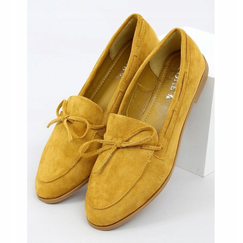 Mocassins femininos clássicos mostarda 3394 amarelo 1