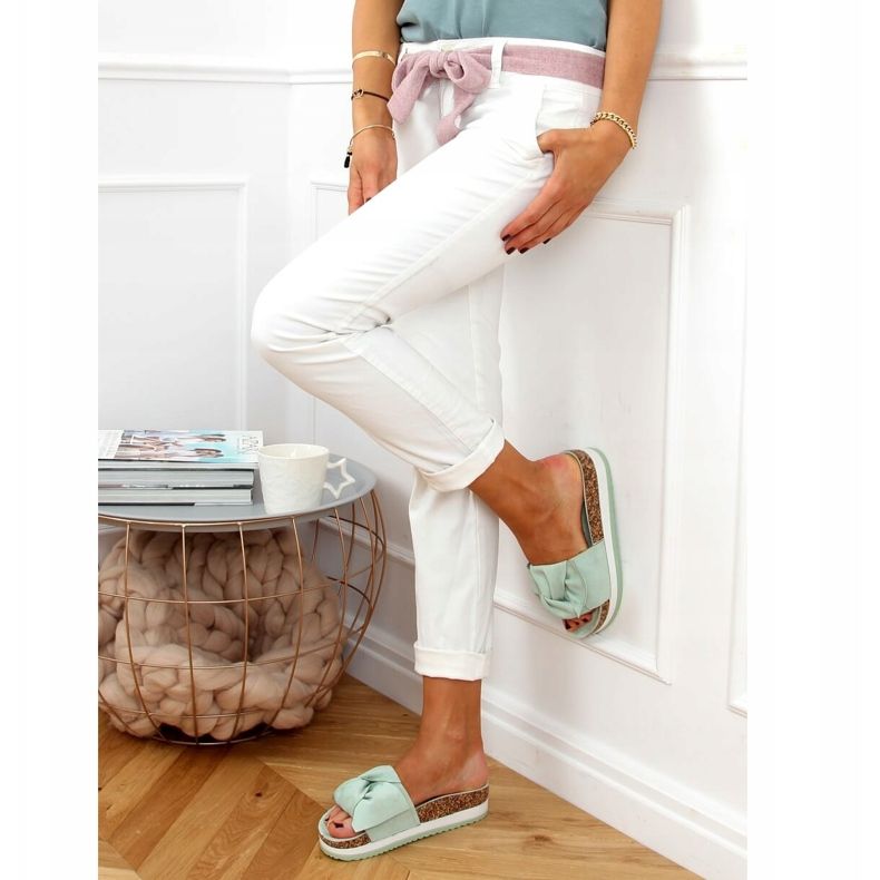 Chinelos Mint 8228 verdes com sola alta 2