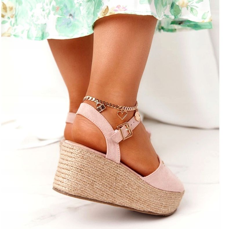 Sandálias de Cunha Com Big Star Trançado FF274749 Nude rosa 4