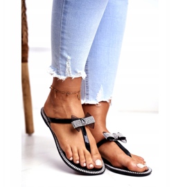 LU BOO Chinelos femininos de borracha pretos chinelos strass Lou 1