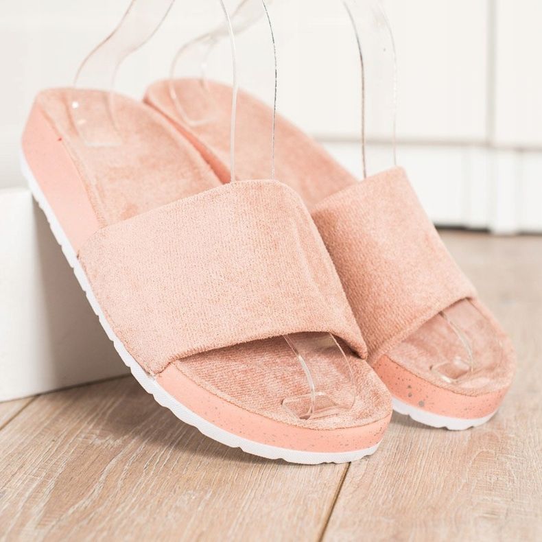 SHELOVET Chinelos de camurça elegantes rosa 2