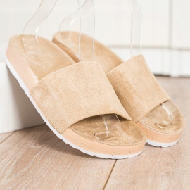 SHELOVET Chinelos de camurça elegantes castanho 1