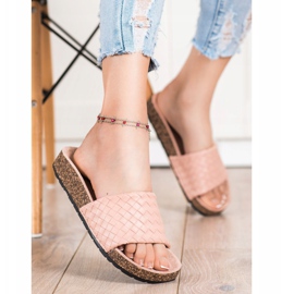 SHELOVET Chinelos trançados elegantes marrom 1