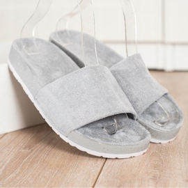 SHELOVET Chinelos de camurça elegantes cinza 1