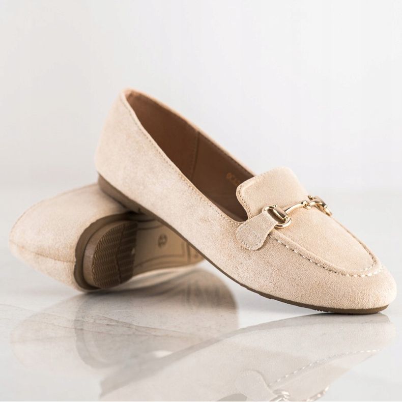 VINCEZA Glitter Mocassins bege 1