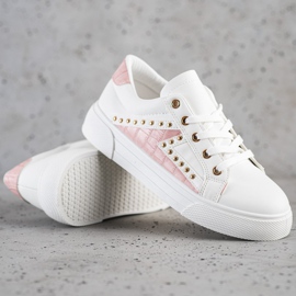 SHELOVET Tênis de couro ecológico branco 1