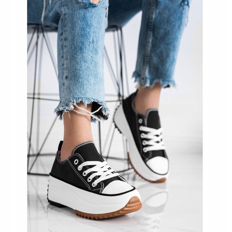 SHELOVET Tênis em plataforma alta preto 1