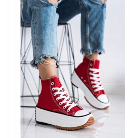 SHELOVET Tênis alto na plataforma vermelho 2
