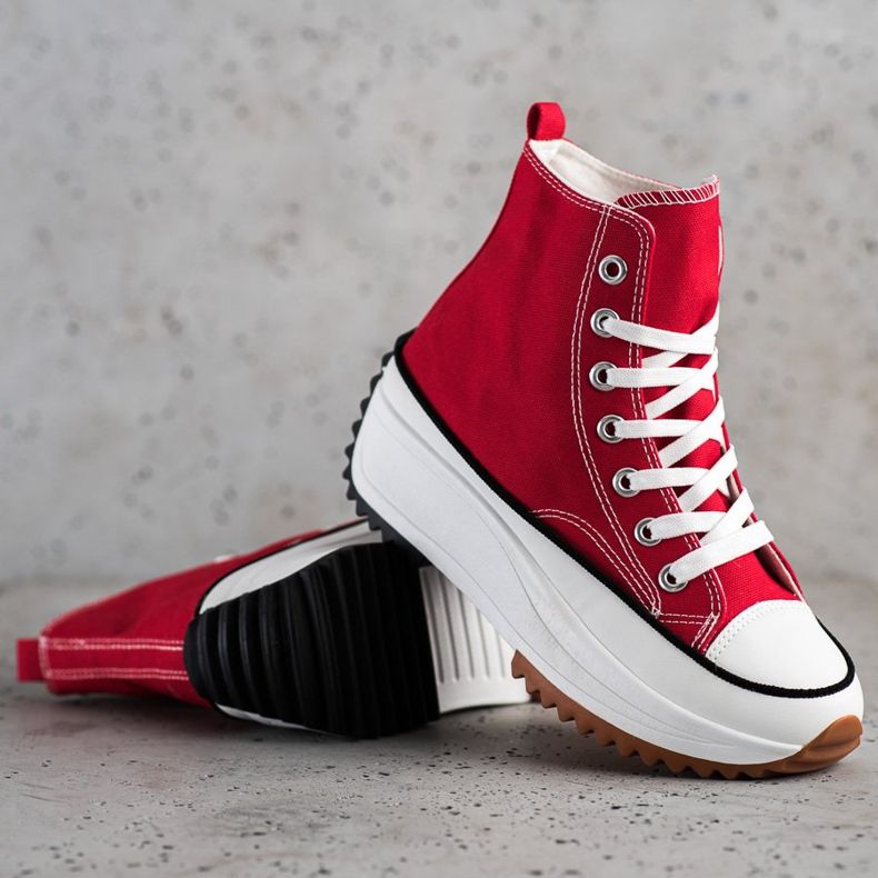 SHELOVET Tênis alto na plataforma vermelho 1