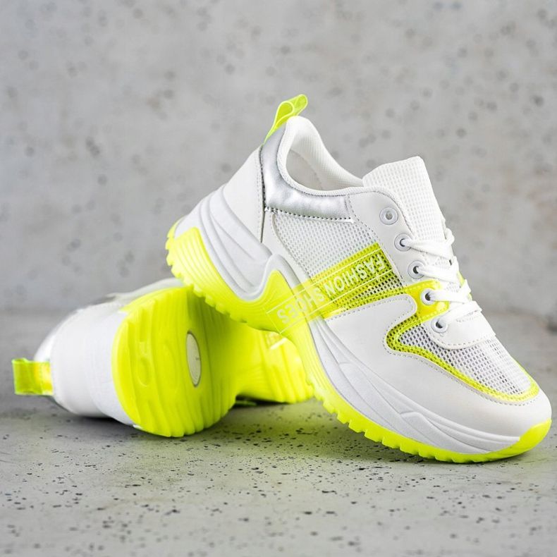 SHELOVET Tênis Com Malha Moda Calçados branco amarelo 1