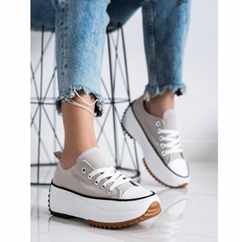 SHELOVET Tênis em plataforma alta cinza 2