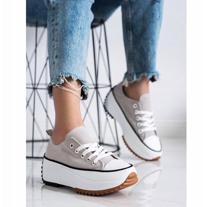 SHELOVET Tênis em plataforma alta cinza 2