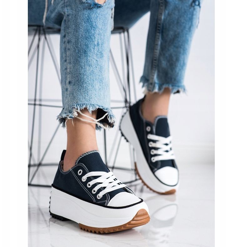 SHELOVET Tênis em plataforma alta azul 2