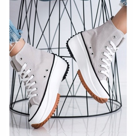 SHELOVET Tênis alto na plataforma cinza 2