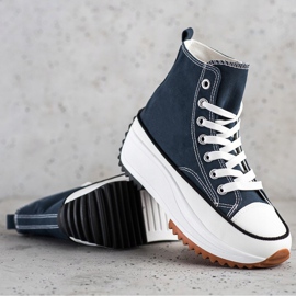 SHELOVET Tênis alto na plataforma azul marinho 1