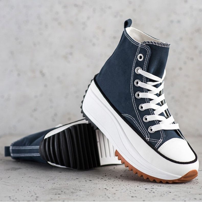 SHELOVET Tênis alto na plataforma azul marinho 1