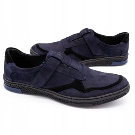 Polbut Sapatos casuais masculinos de couro 2102 azul marinho preto 4