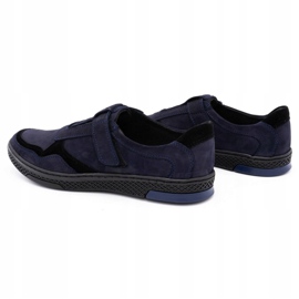 Polbut Sapatos casuais masculinos de couro 2102 azul marinho preto 1