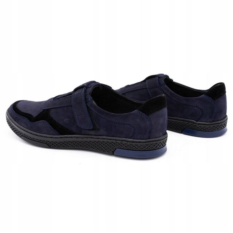 Polbut Sapatos casuais masculinos de couro 2102 azul marinho preto 1