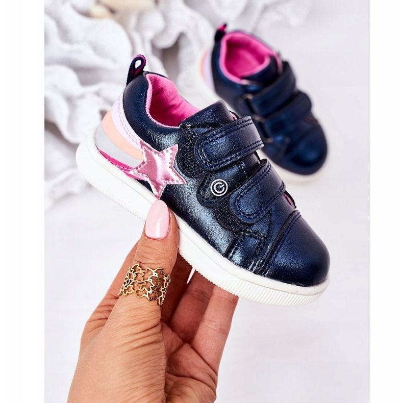 PE1 Calçados Esportivos de Couro Ecológico Infantil Com Arco-Íris Azul Marinho Jasmim azul-marinho multicolorido 2