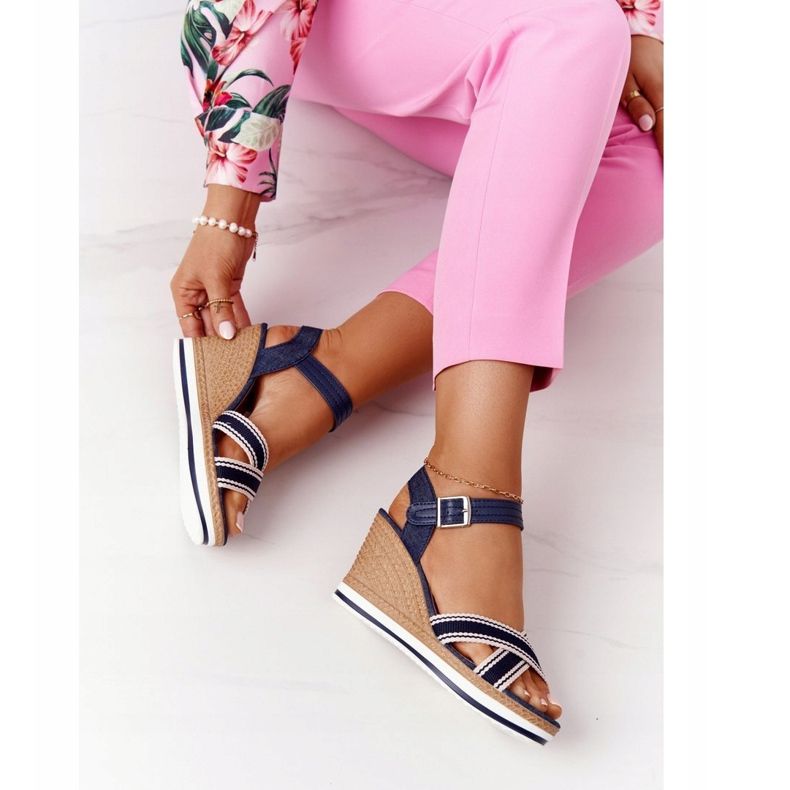 PG1 Sandálias de cunha Azul marinho Onda do mar 1