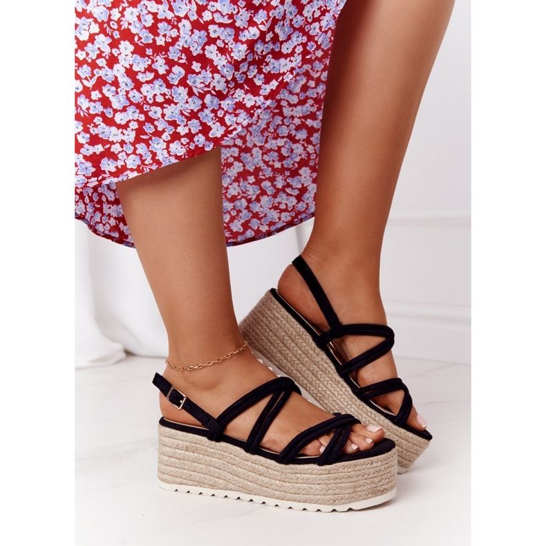 PS1 Sandálias pretas na plataforma trançada preta Crazy In Love preto 2