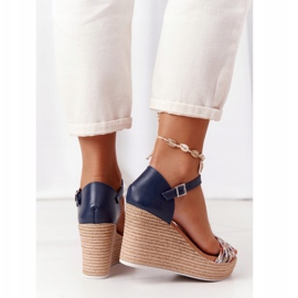 Sandálias de couro em cunha Maciejka L4869-17 Azul marinho 1