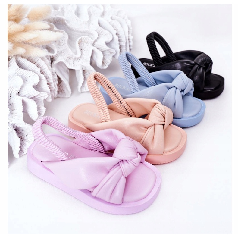 FR1 Sandálias infantis com chiclete rosa com nervuras 1