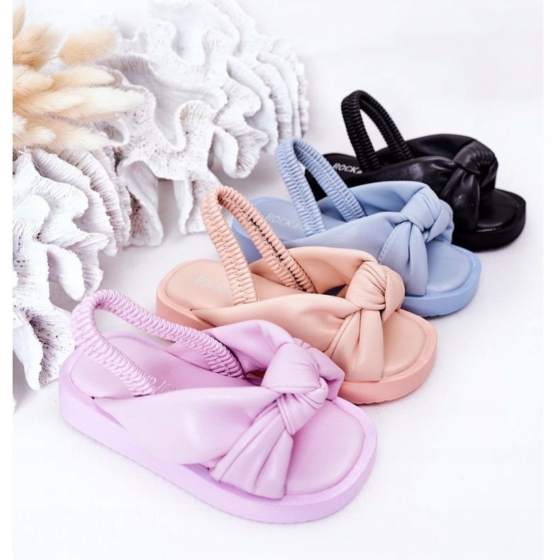 FR1 Sandálias infantis com punho de chiclete preto 1