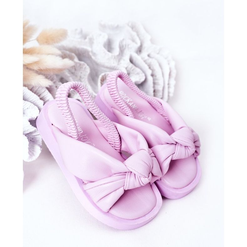 FR1 Sandálias infantis com chiclete violeta estriado roxo 2