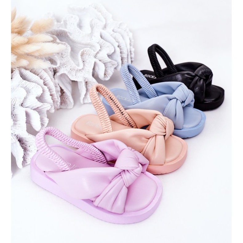 FR1 Sandálias infantis com chiclete violeta estriado roxo 1