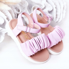 FR1 Sandálias infantis com velcro violeta Aimy tolet 2