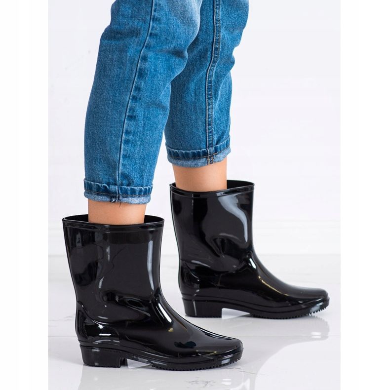 SHELOVET Botas de chuva lacadas clássicas preto 1