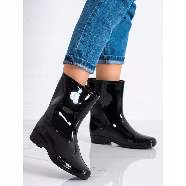 SHELOVET Botas de chuva lacadas clássicas preto 2