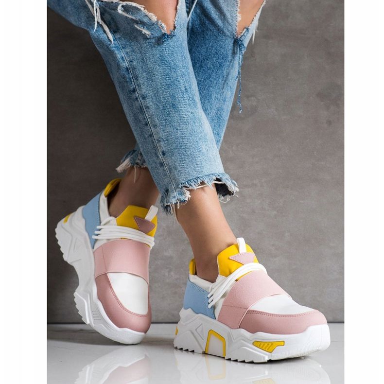 SHELOVET Tênis coloridos na plataforma branco multicolorido 1