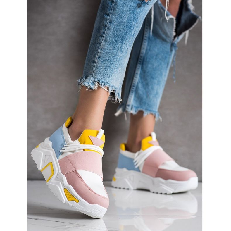 SHELOVET Tênis coloridos na plataforma branco multicolorido 2