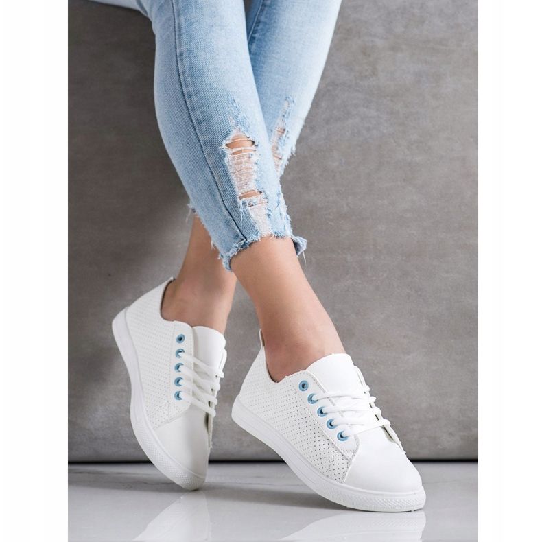 SHELOVET Tênis a céu aberto com couro ecológico branco 2