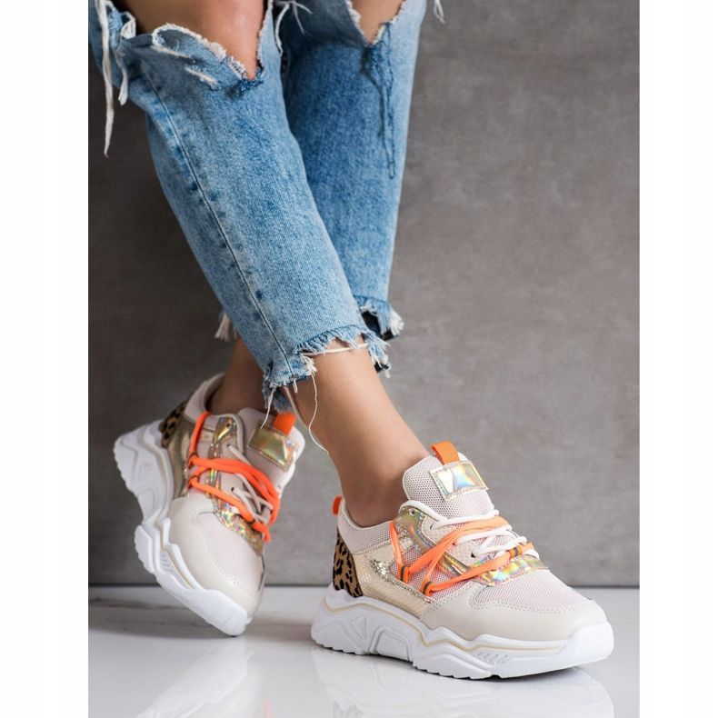 SHELOVET Tênis com estampa de leopardo castanho 1