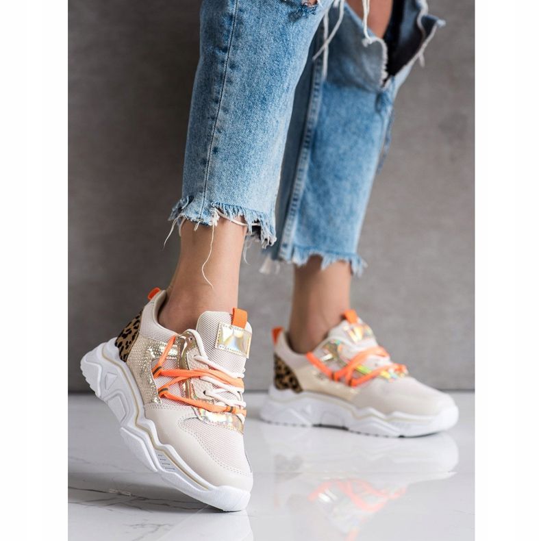 SHELOVET Tênis com estampa de leopardo castanho 2