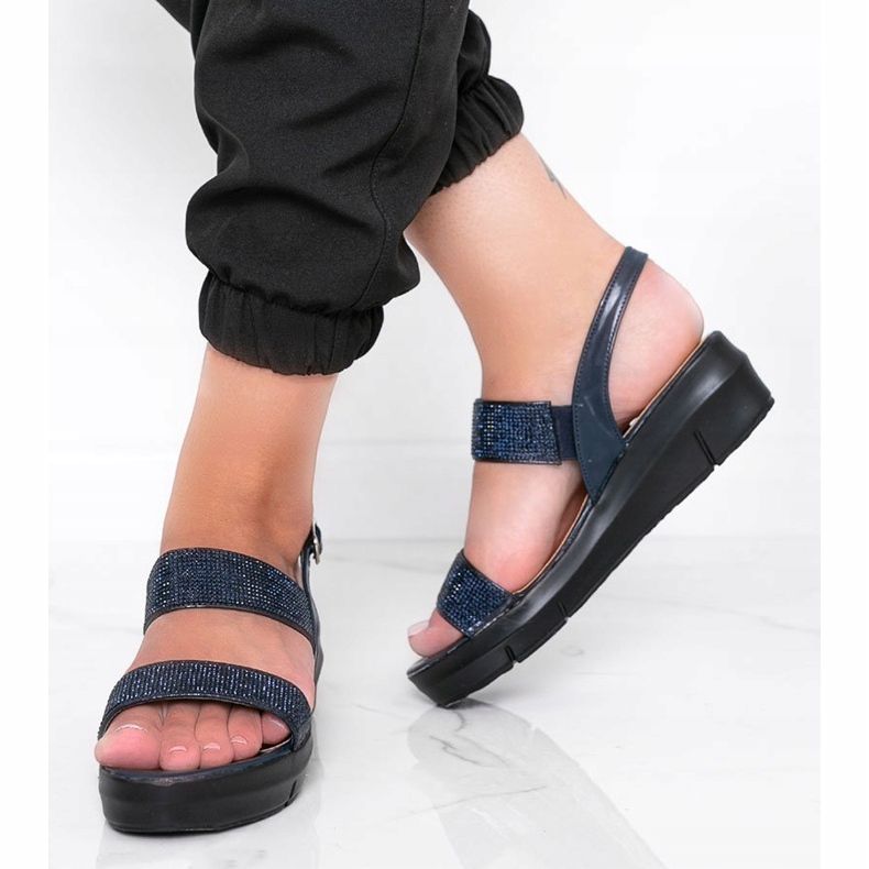 Sandálias de cunha azul marinho Sweet Rasp 1