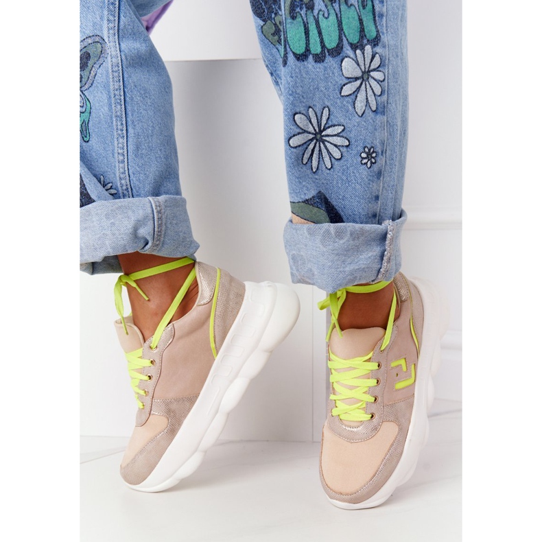 Calçados esportivos femininos na plataforma Lu Boo Beige bege multicolorido 1