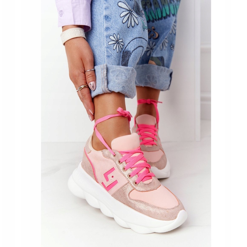 Calçados esportivos femininos na plataforma lu boo rosa multicolorido 2
